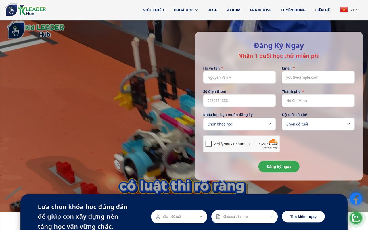 Trang đích thu hút khách hàng kidleaderhub.com